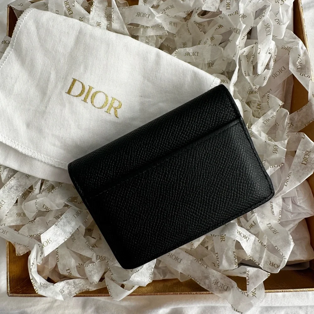 Dior Black Textured Leather Wallet